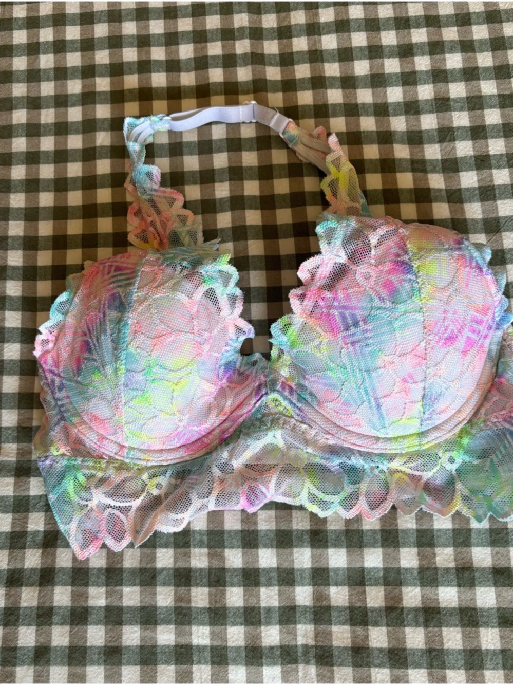 PINK Victoria's Secret Pastel Multicolor Lace Push-Up Bra